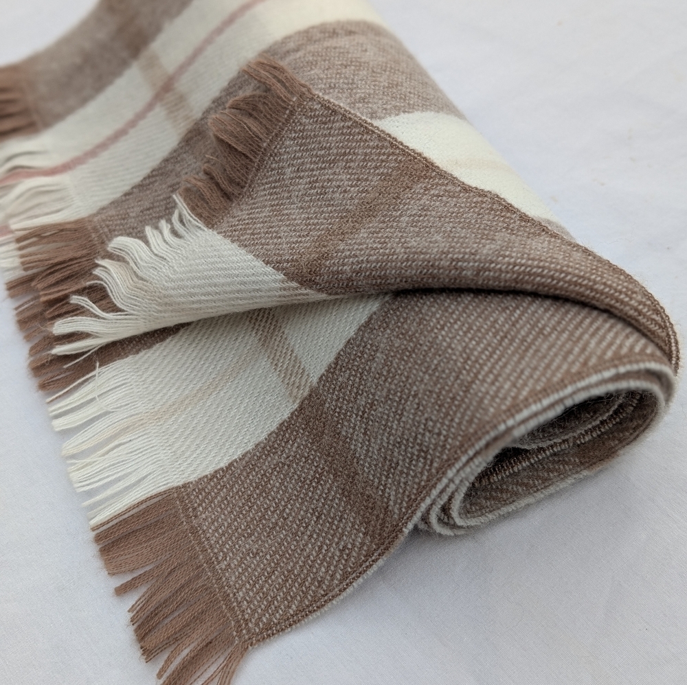 Tan Soft Plaid Winter Scarf